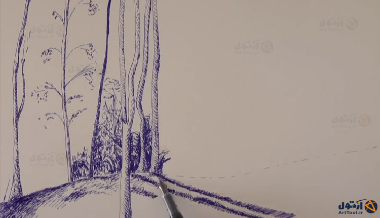 آموزش طراحی درخت | آموزش نقاشی درخت | طراحی درخت | طراحی درخت با خودکار | طراحی انواع درخت | Arttool |