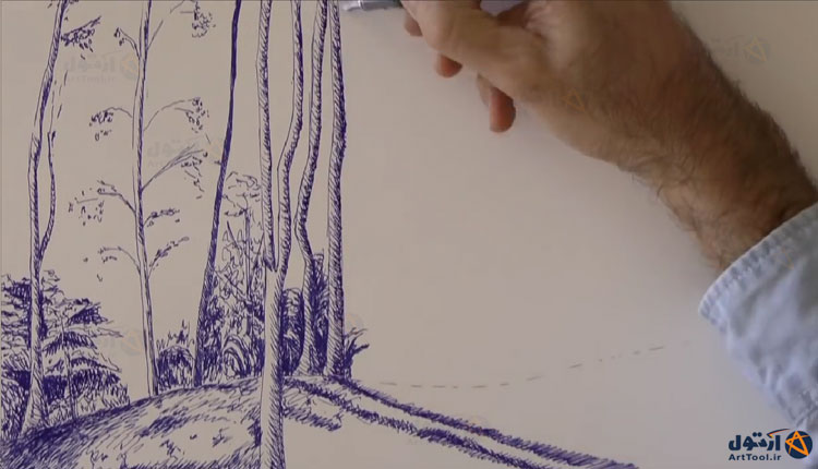 آموزش طراحی درخت | آموزش نقاشی درخت | طراحی درخت | طراحی درخت با خودکار | طراحی انواع درخت | Arttool |