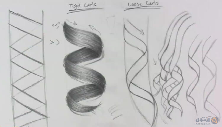 آموزش طراحی مو بلند | نقاشی مو