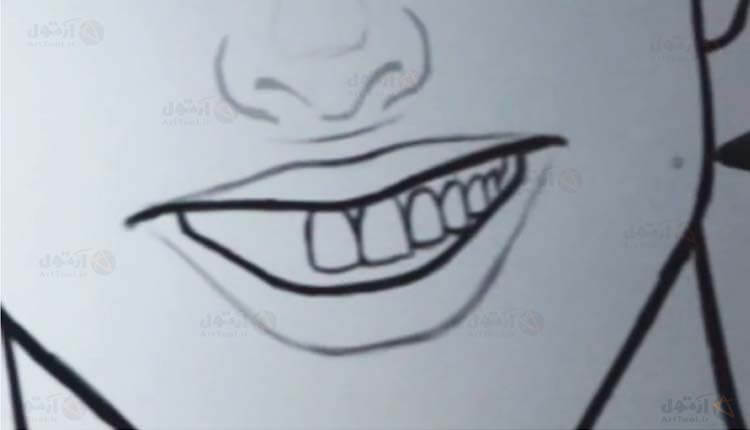 طراحی حالت چهره خندان - دندان - نقاشی دیجیتال