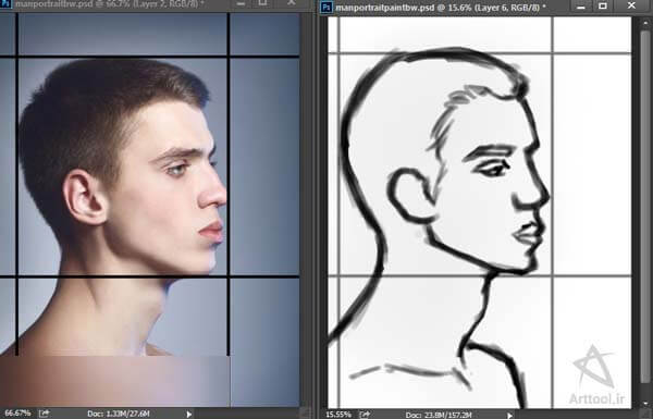 آموزش نقاشی چهره مردانه با فتوشاپ