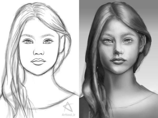 آموزش نقاشی چهره دیجیتال دختر در فتوشاپ