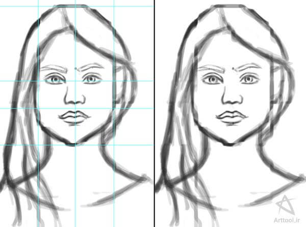 آموزش نقاشی چهره دیجیتال اجزای صورت