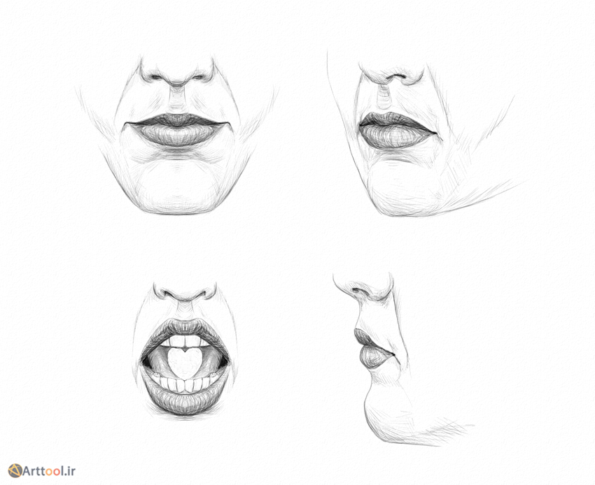 طراحی لب و دهان در نمای مختلف